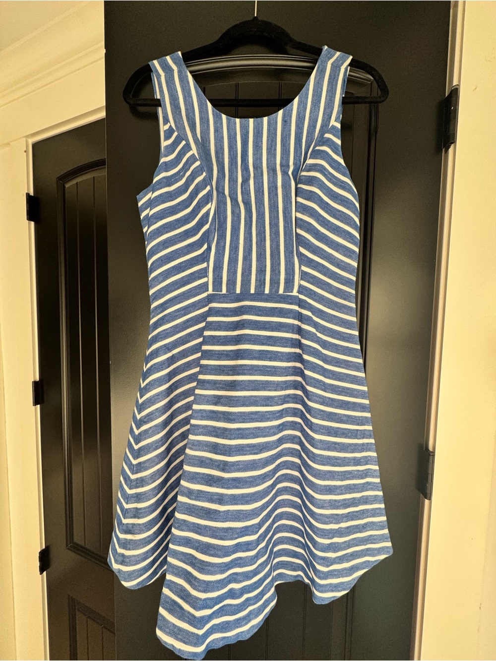 Vineyard Vines Blue and White Striped Sleeveless Fit-and-Flare Dress